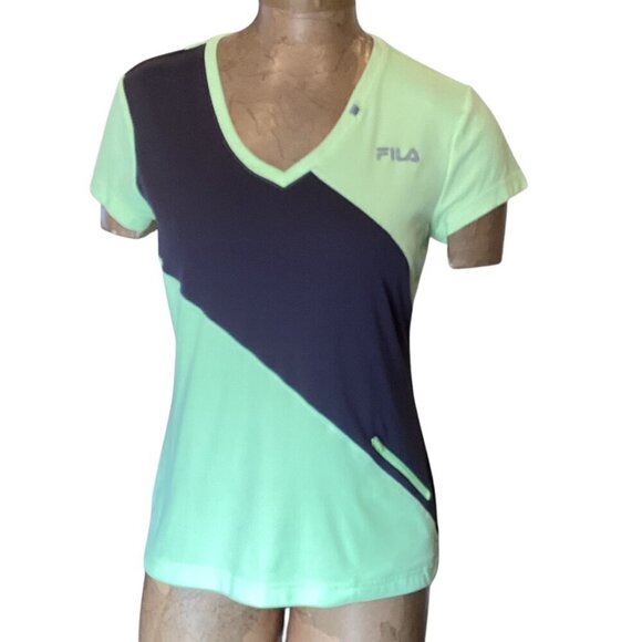 Bundle of 2 FILA Performance Sport Short Sleeve V-Neck Tops Womens Sz M  #86M - Picture 3 of 7